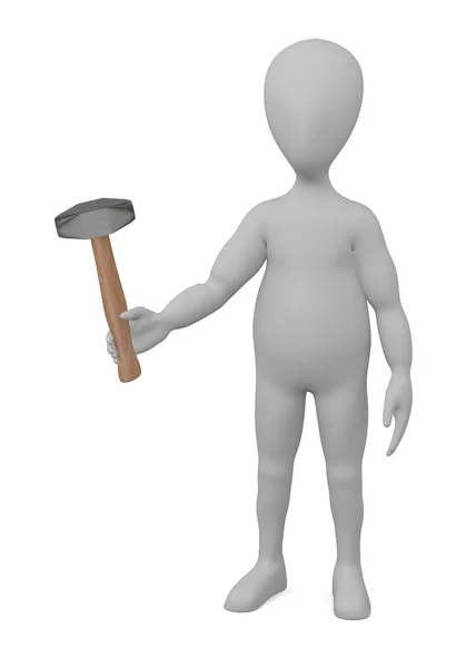 3d render of cartoon character with hammer — Stock Photo, Image