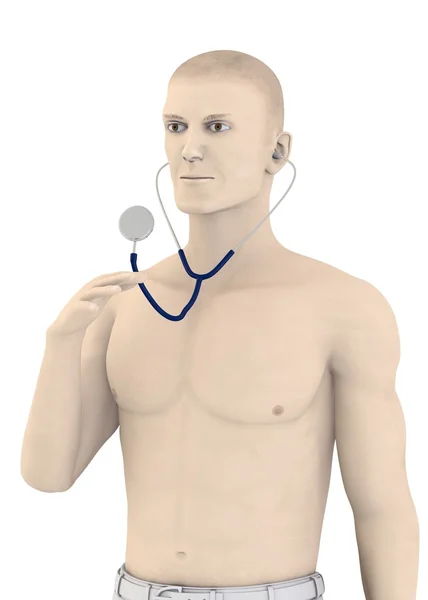 3D render stetoskop ile yapay karakteri — Stok fotoğraf