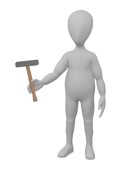 3d renderizado de personaje de dibujos animados con martillo — Foto de Stock