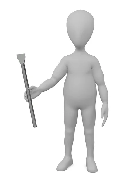 3D визуализация персонажа мультфильма с каменным инструментом — стоковое фото