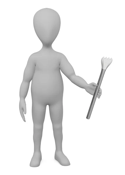 3d render of cartoon character with stone tool — Stock Photo, Image