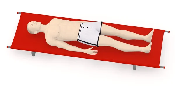 3d render of artifical character on stretcher — Stock Photo, Image
