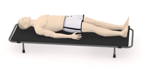 3d render of artifical character on stretcher — Stock Photo, Image