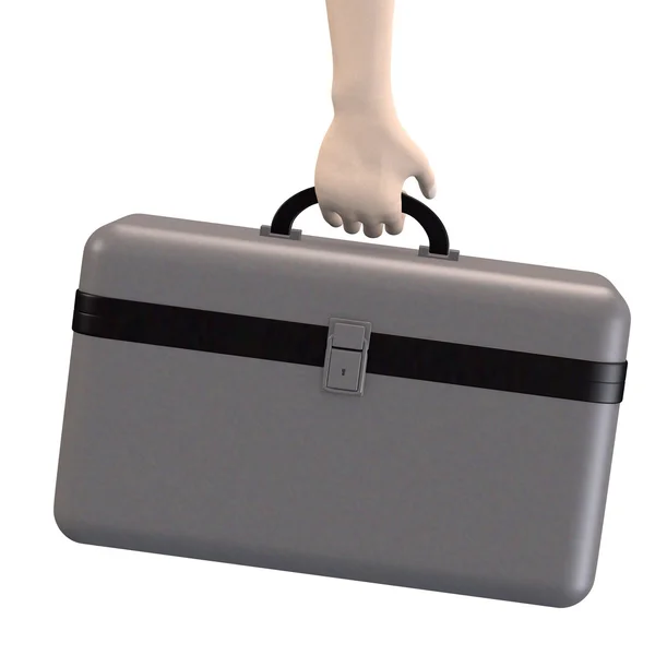 A kezét a bőrönd 3D render — Stock Fotó
