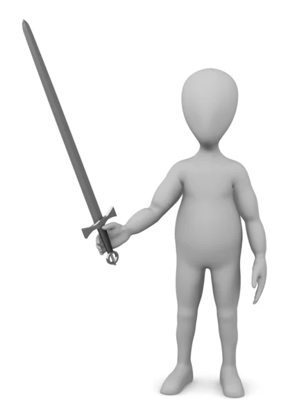 3D återgivning av tecknad karaktär med svärd — Stockfoto