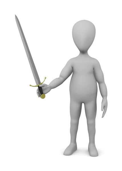 3d renderizado de personaje de dibujos animados con espada — Foto de Stock
