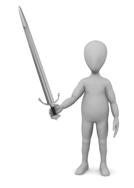 3D візуалізація мультиплікаційного персонажа з мечем — стокове фото