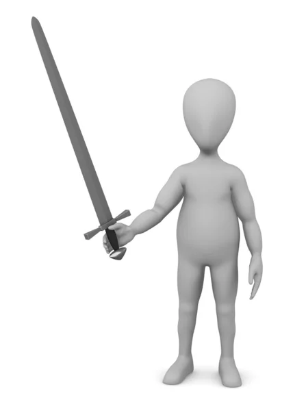 3D vykreslení kresleného postavičky s mečem — Stock fotografie