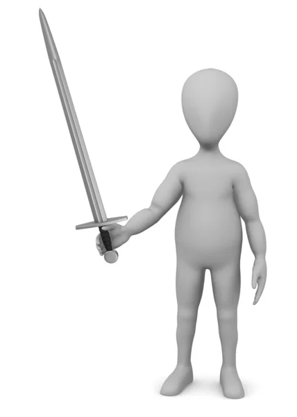 3D-Darstellung der Cartoon-Figur mit Schwert — Stockfoto
