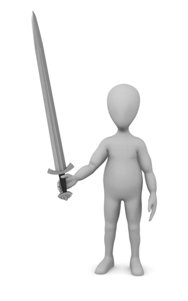3d renderowanie postaci z kreskówek z mieczem — Zdjęcie stockowe