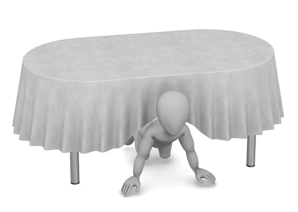 3d rendu de personnage de dessin animé avec table et nappe — Photo