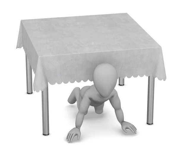 3d rendu de personnage de dessin animé avec table et nappe — Photo