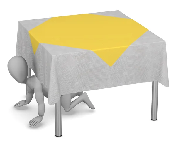 3D render av seriefiguren med bord och duk — Stockfoto