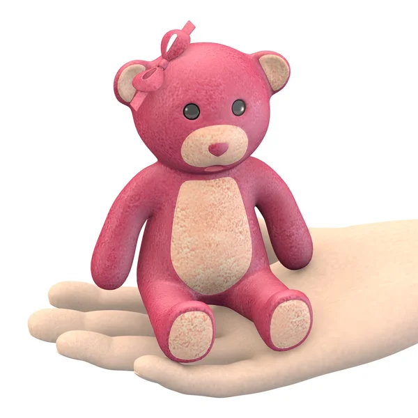 3d render of hand with teddy — Stock Photo, Image