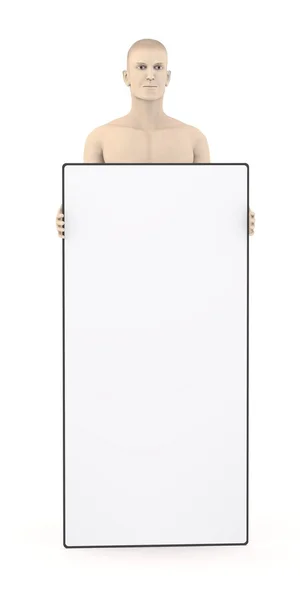 3d render of artifical character with empty template — Stock Photo, Image