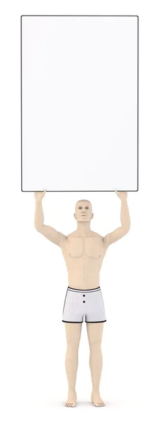 3d render of artifical character with empty template — Stock Photo, Image