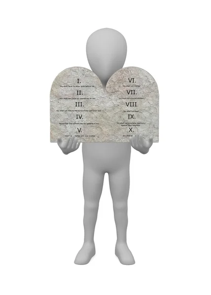 3d render of cartoon character with ten commandments — Stock Photo, Image