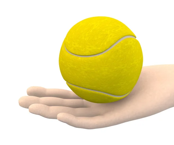 3d renderizado de la mano con pelota de tenis — Foto de Stock