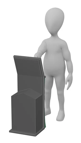 3d renderizado de personaje de dibujos animados con terminal — Foto de Stock