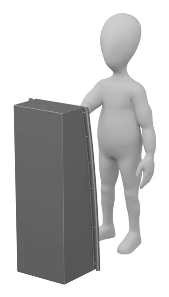 3d renderizado de personaje de dibujos animados con terminal — Foto de Stock