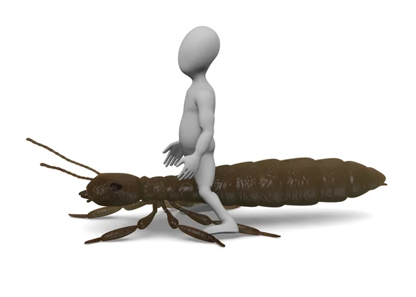 3d render of cartoon character with termite — Stock Photo, Image