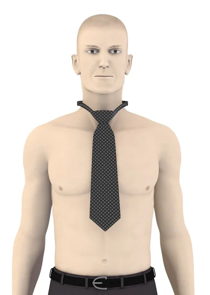 3D καθιστούν τεχνητό χαρακτήρα με γραβάτα — Φωτογραφία Αρχείου