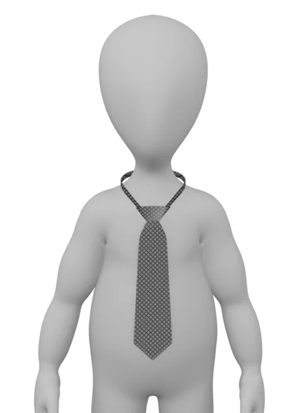 Çizgi film karakteri ile kravat 3D render — Stok fotoğraf