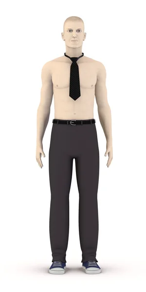 3D-Darstellung des künstlichen Charakters mit Krawatte — Stockfoto