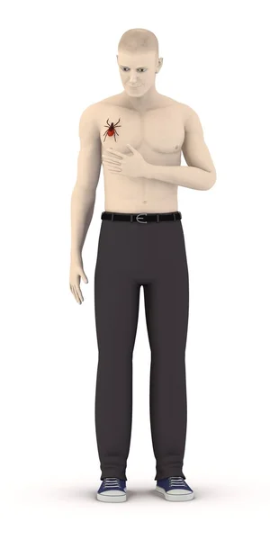 3d renderizado de carácter artificial con garrapata — Foto de Stock