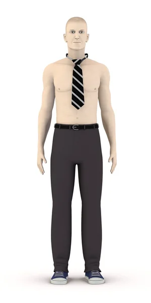 3d renderizado de carácter artificial con corbata — Foto de Stock