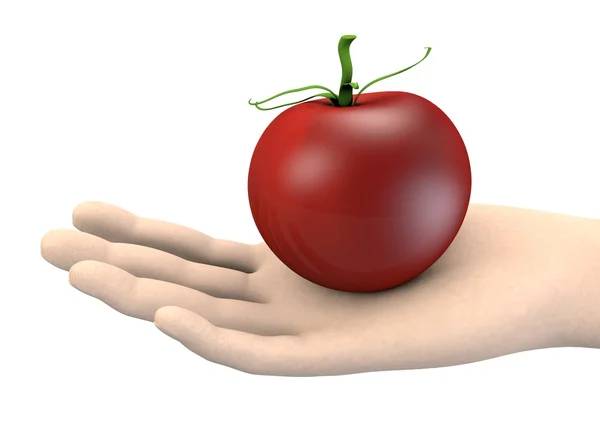 3D činí z ruky s rajčaty — Stock fotografie