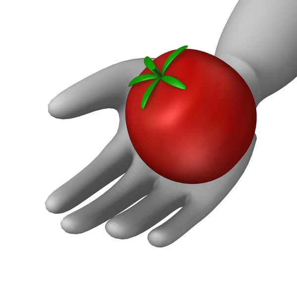3D vykreslení kreslené postavičky s rajčaty — Stock fotografie