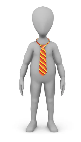 Çizgi film karakteri ile kravat 3D render — Stok fotoğraf