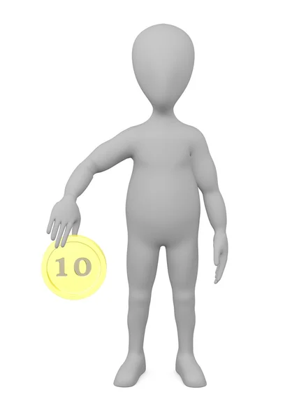 3D renderowania postać z kreskówek z monet — Zdjęcie stockowe