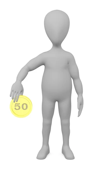 3D render av seriefiguren med mynt — Stockfoto