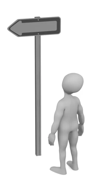3D візуалізація персонажа мультфільму зі знаком трафіку — стокове фото