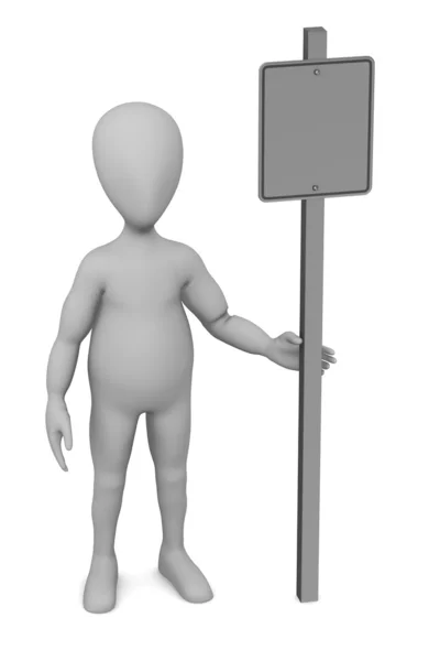 3d render of cartoon character with traffic sign — Stock Photo, Image