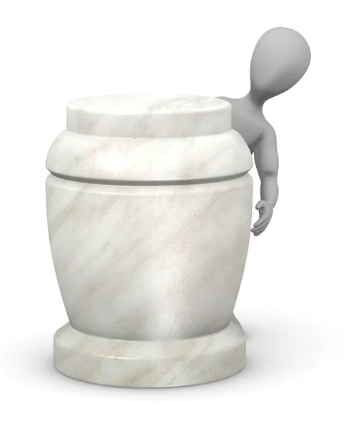 3D-Darstellung einer Cartoon-Figur mit Urne — Stockfoto