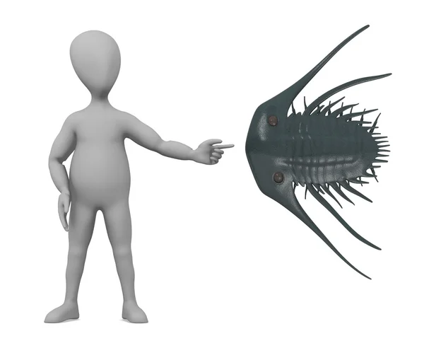 3d renderizado de personaje de dibujos animados con trilobite — Foto de Stock