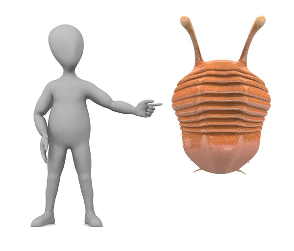 3D καθιστούν χαρακτήρα κινουμένων σχεδίων με trilobite — Φωτογραφία Αρχείου