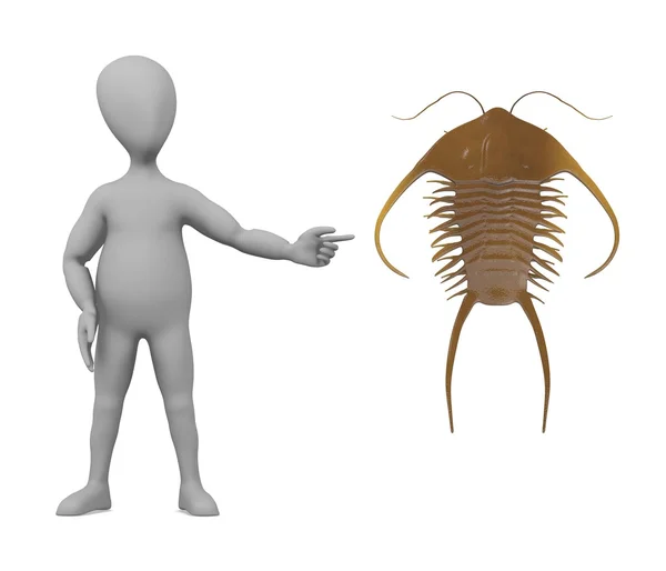 3D-Darstellung einer Zeichentrickfigur mit Trilobiten — Stockfoto