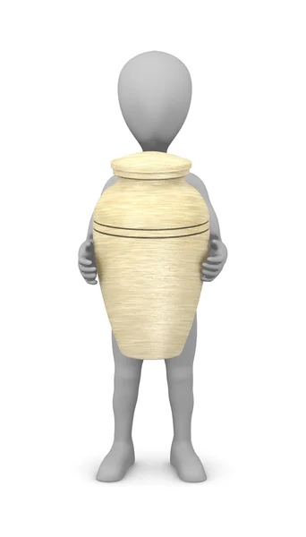 3D рендеринг персонажа мультфильма с урной — стоковое фото