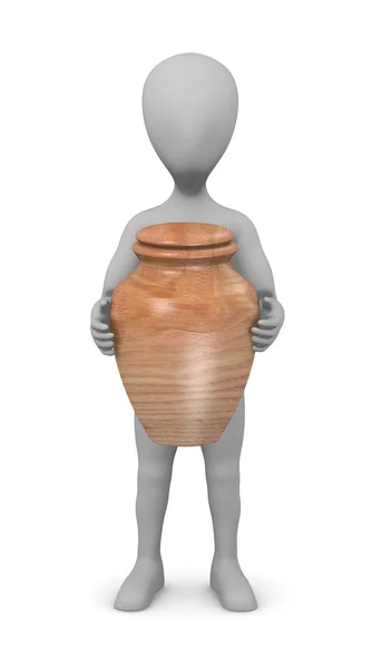 3D рендеринг персонажа мультфильма с урной — стоковое фото