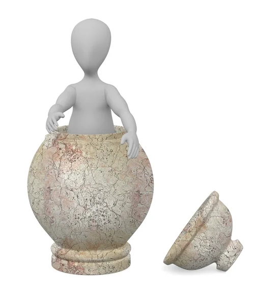 3d render of cartoon character with urn — Stock Photo, Image