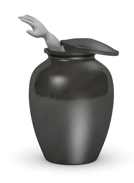 3D render urn ile çizgi film karakteri — Stok fotoğraf