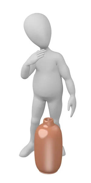 3d renderizado de personaje de dibujos animados con jarrón — Foto de Stock