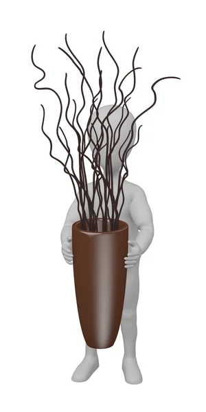 3D визуализация персонажа мультфильма с вазой — стоковое фото