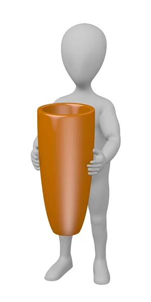3D-Darstellung der Cartoon-Figur mit Vase — Stockfoto