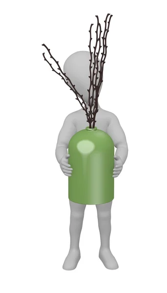 3D-Darstellung der Cartoon-Figur mit Vase — Stockfoto