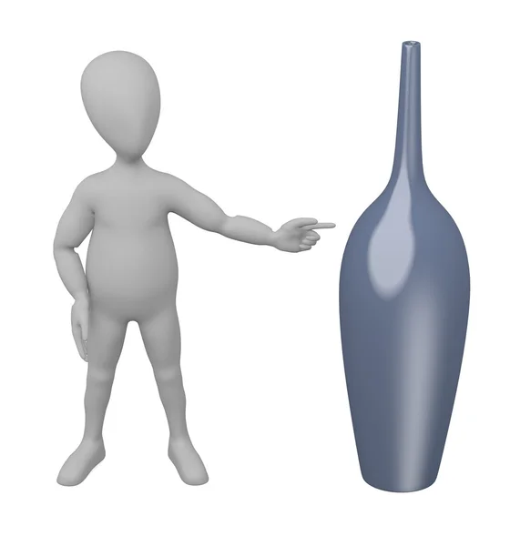 3d render of cartoon character with vase — Stock Photo, Image